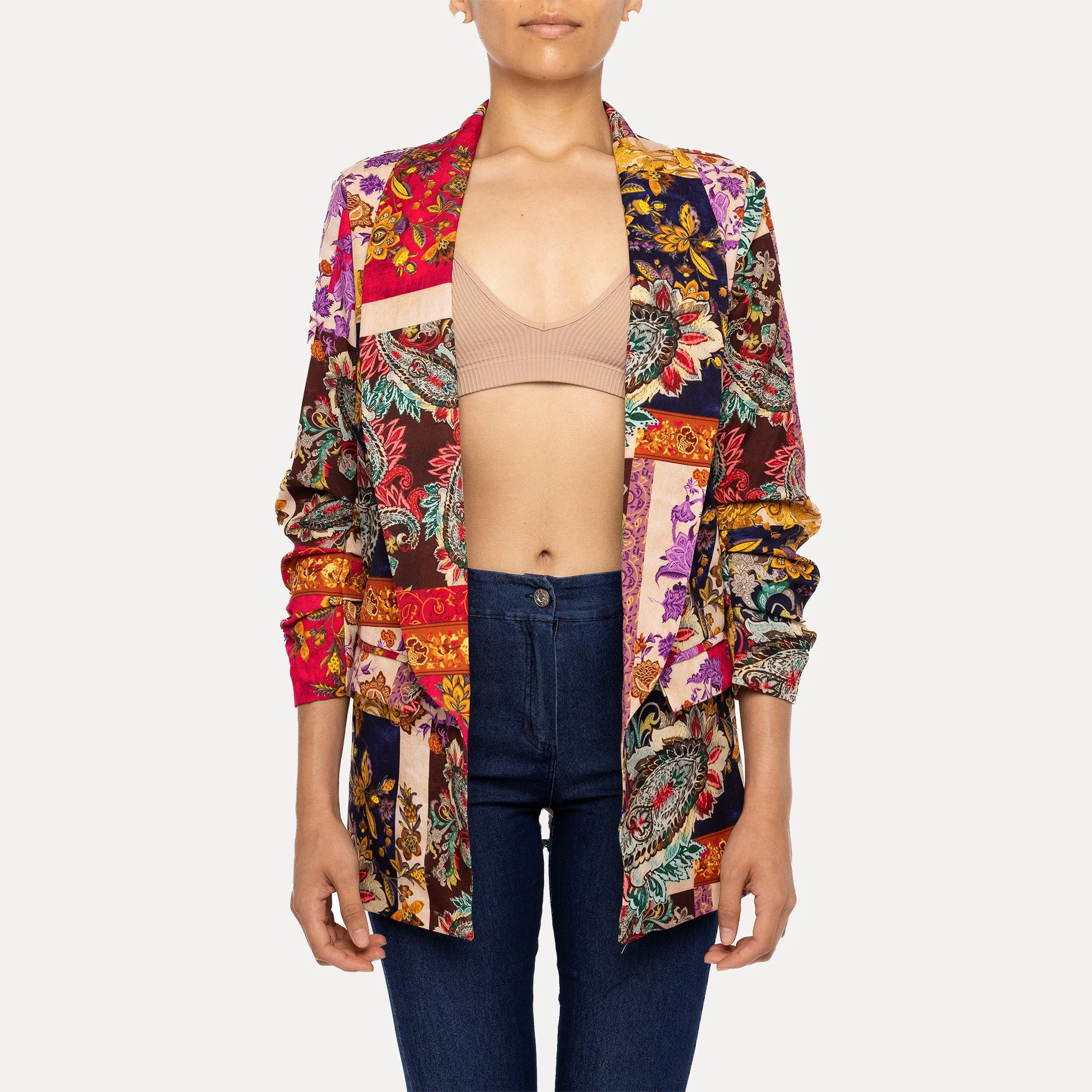 Astrid  Postcard Blazer  Patchwork Print