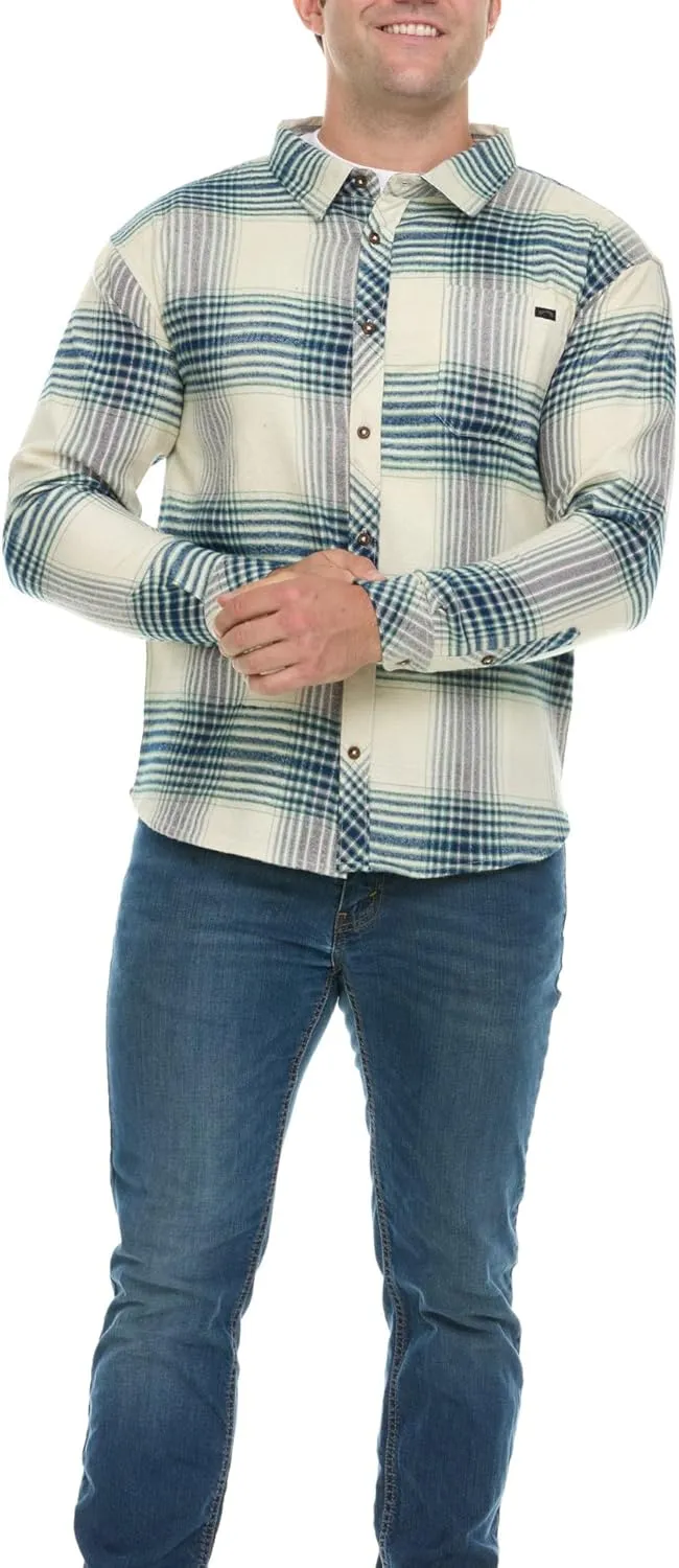 Billabong Plaid Flannel Shirt for Men, Big and Tall Button Down Shirts for Men