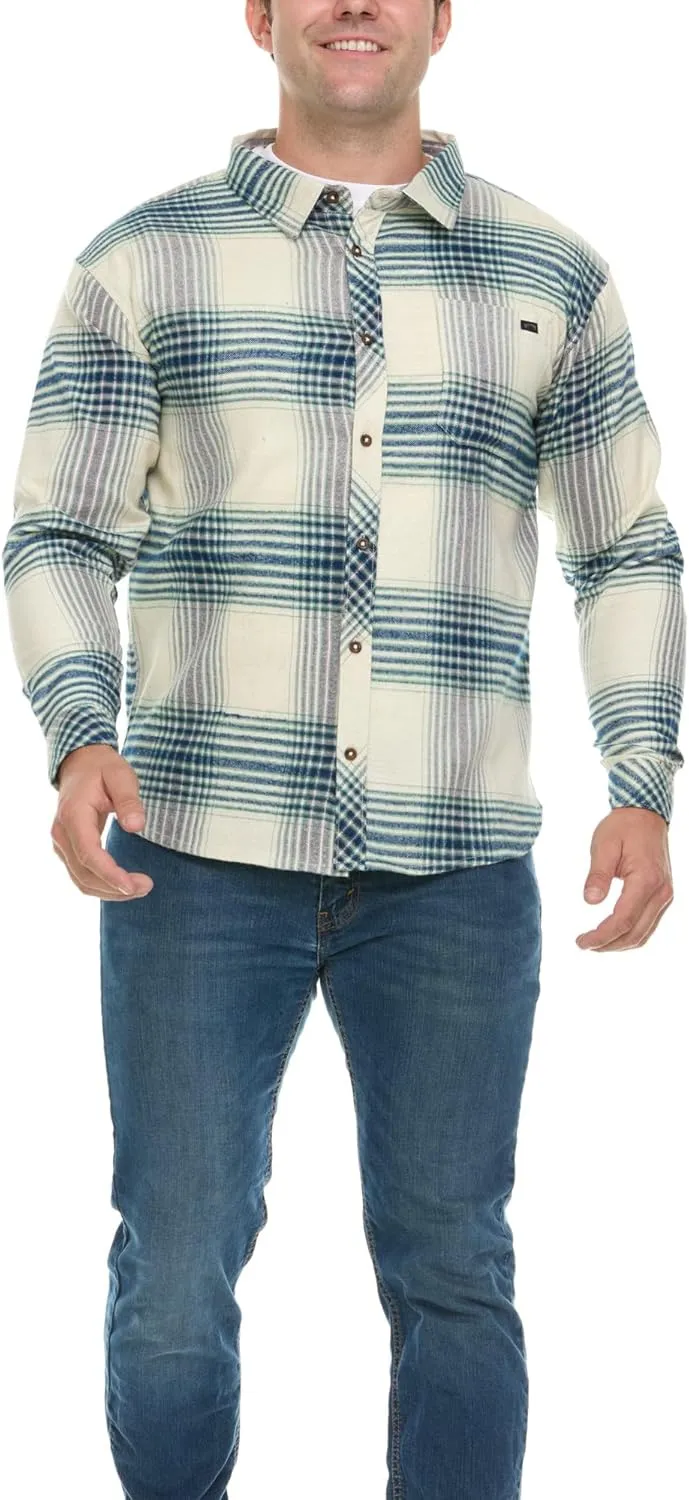 Billabong Plaid Flannel Shirt for Men, Big and Tall Button Down Shirts for Men