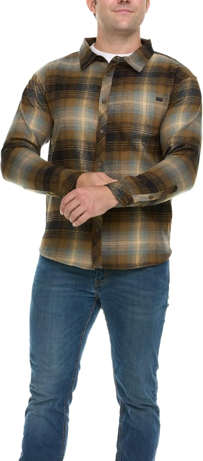 Billabong Plaid Flannel Shirt for Men, Big and Tall Button Down Shirts for Men