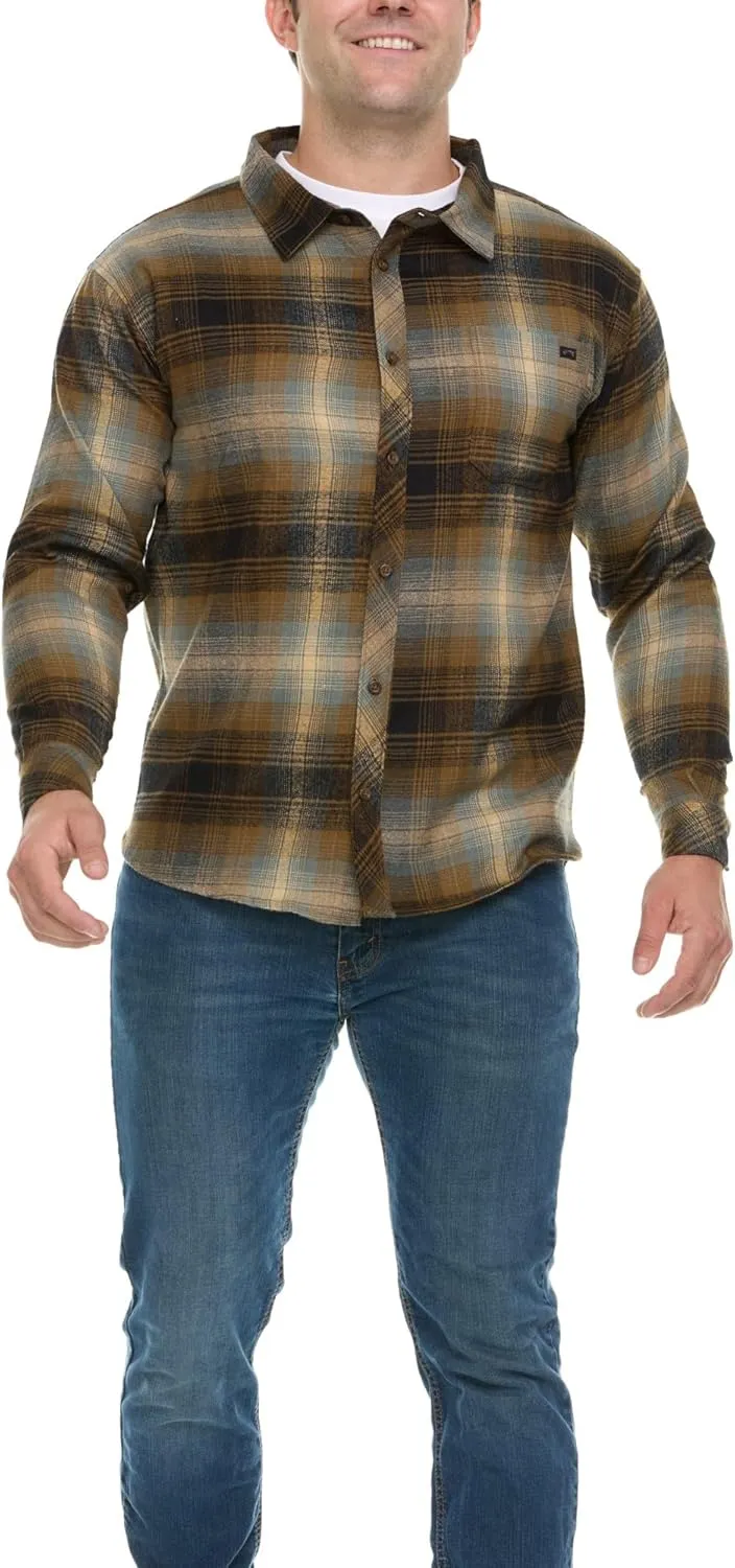 Billabong Plaid Flannel Shirt for Men, Big and Tall Button Down Shirts for Men