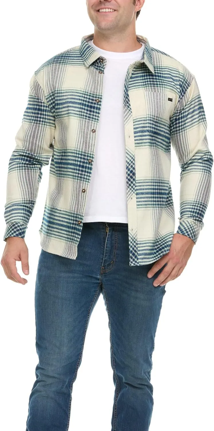 Billabong Plaid Flannel Shirt for Men, Big and Tall Button Down Shirts for Men