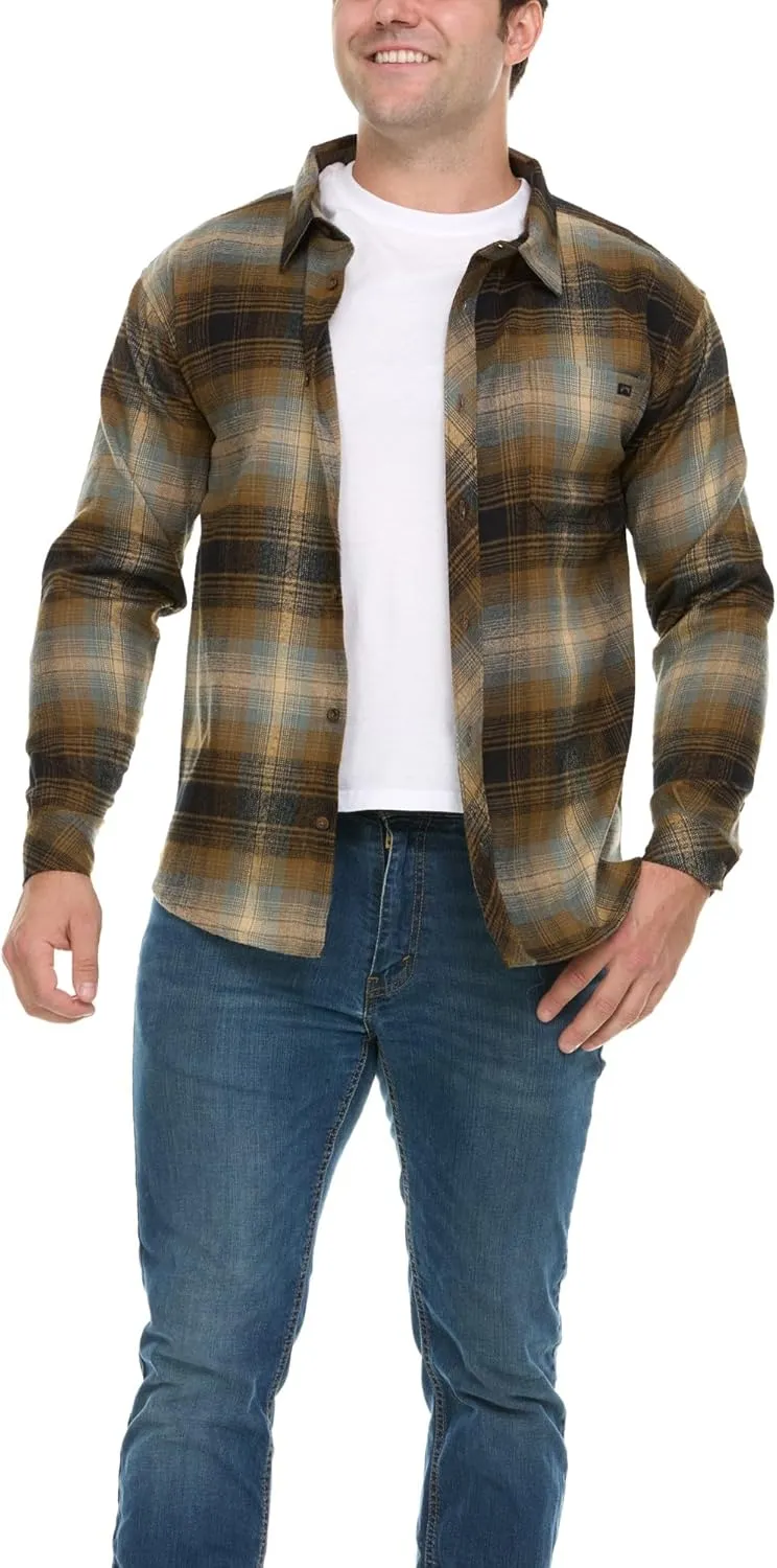 Billabong Plaid Flannel Shirt for Men, Big and Tall Button Down Shirts for Men