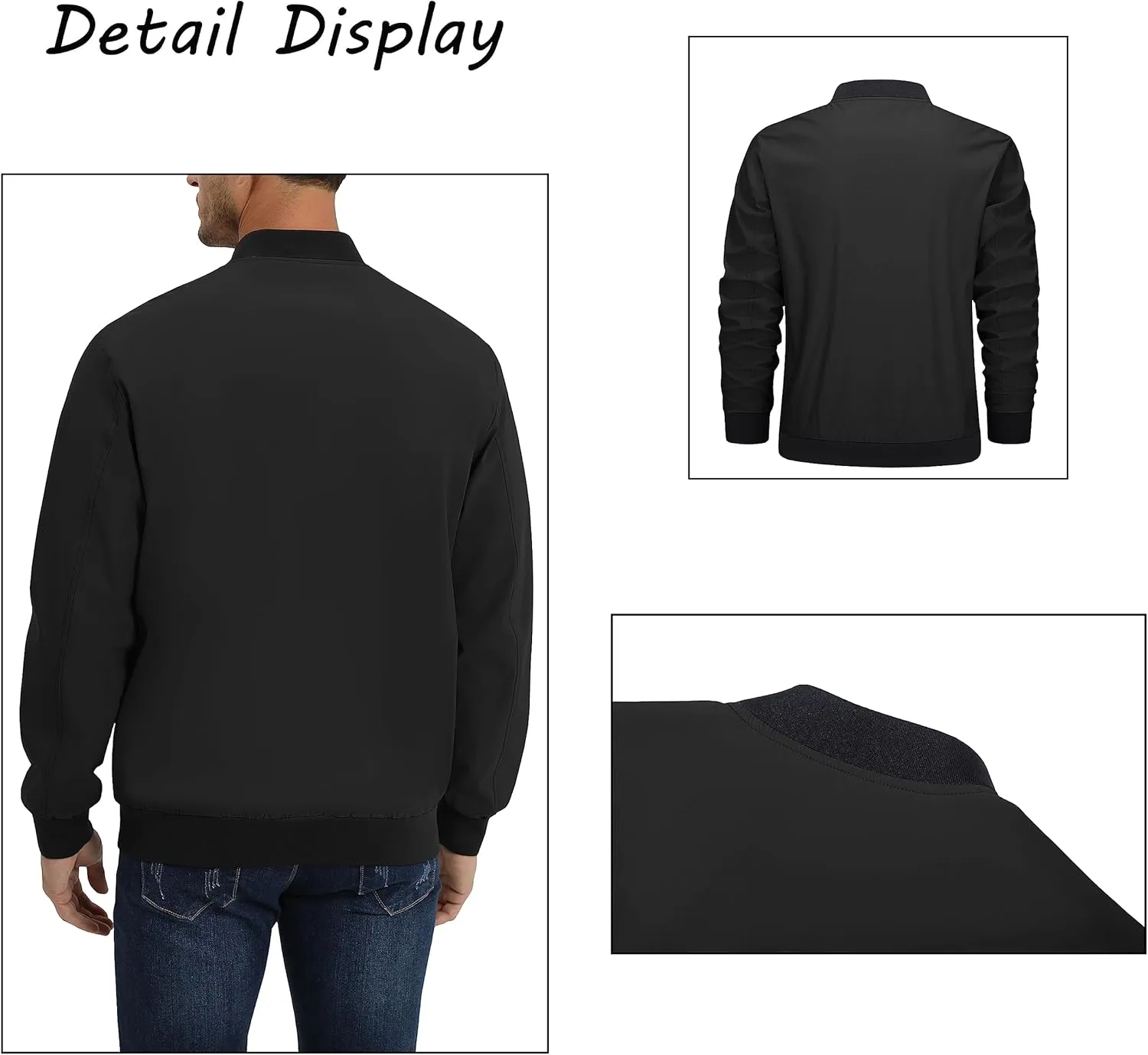 BIYLACLESEN Men's Lightweight Bomber Jackets Windbreaker Jackets Casual Fashion Jackets Zip Up Coats with Pockets