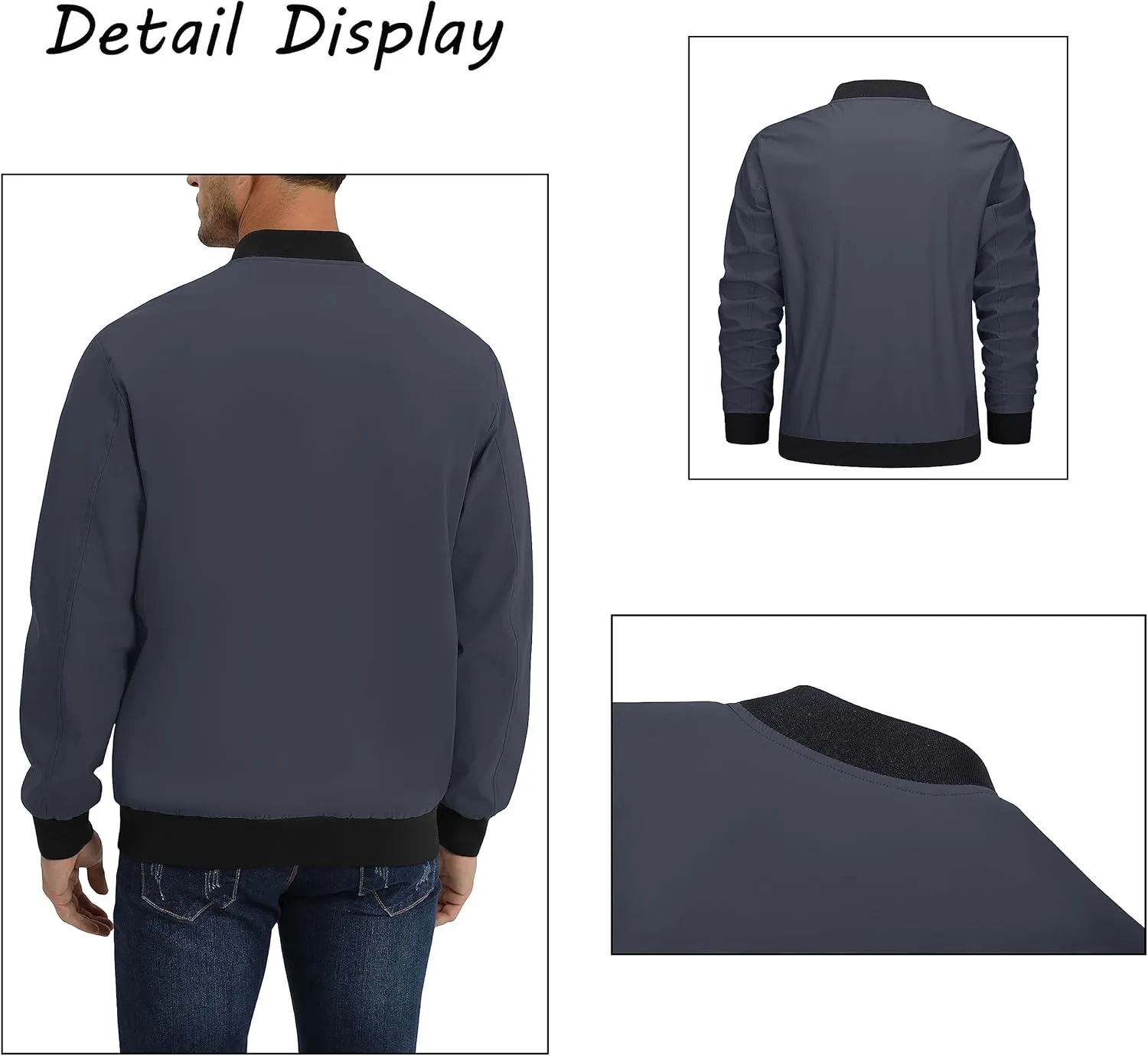 BIYLACLESEN Men's Lightweight Bomber Jackets Windbreaker Jackets Casual Fashion Jackets Zip Up Coats with Pockets