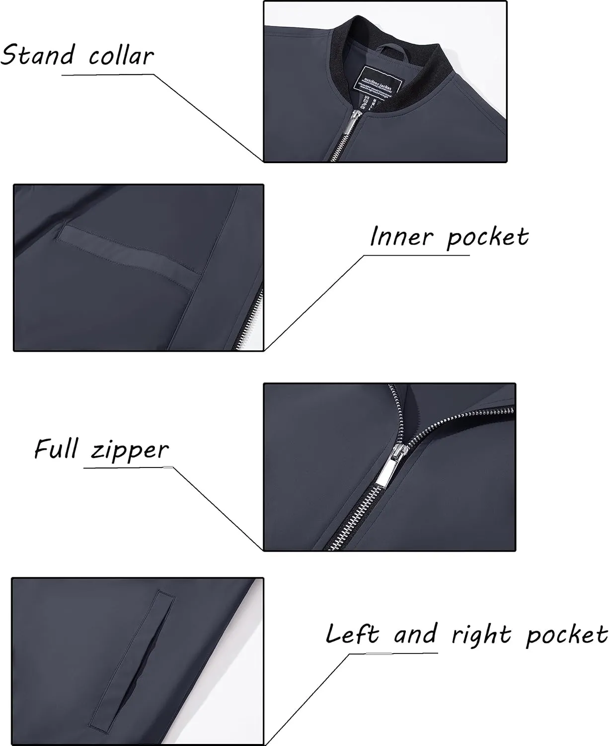 BIYLACLESEN Men's Lightweight Bomber Jackets Windbreaker Jackets Casual Fashion Jackets Zip Up Coats with Pockets