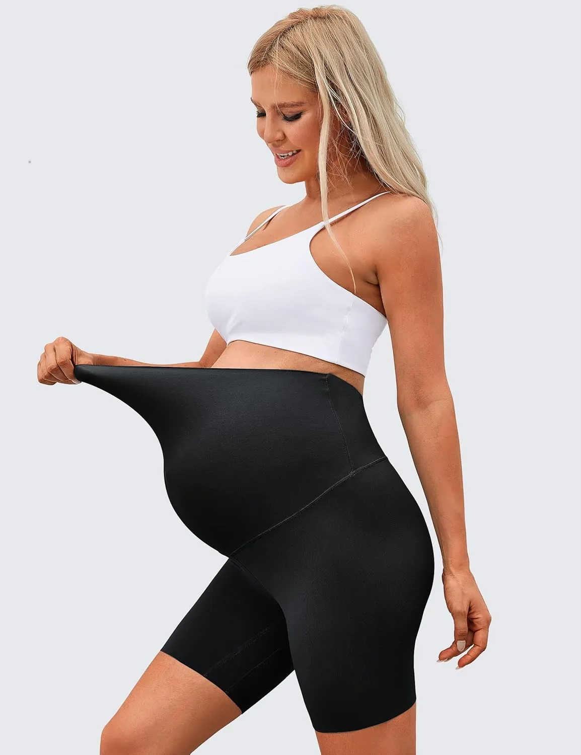 BONVIGOR Clouduxi Maternity Shorts Over The Belly 6"-Pregnancy Biker Shorts Workout Yoga Active Athletic Shorts Pants
