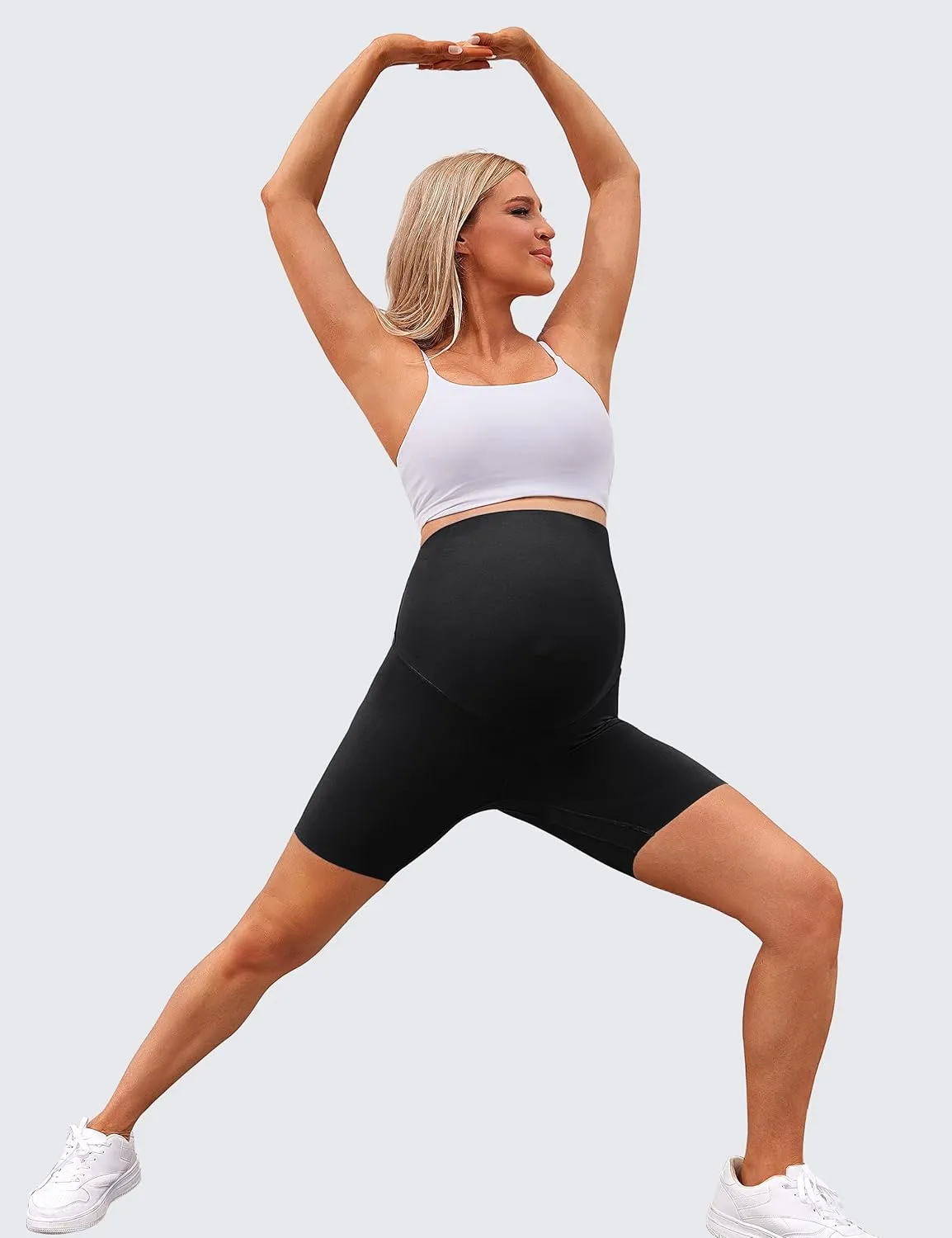 BONVIGOR Clouduxi Maternity Shorts Over The Belly 6"-Pregnancy Biker Shorts Workout Yoga Active Athletic Shorts Pants