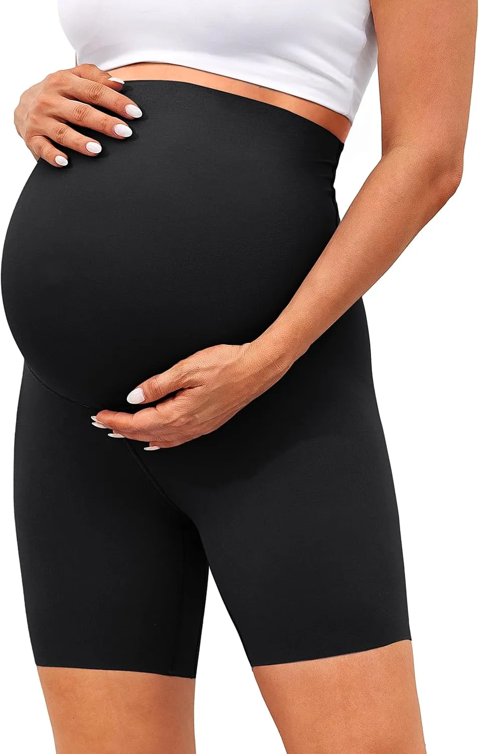 BONVIGOR Clouduxi Maternity Shorts Over The Belly 6"-Pregnancy Biker Shorts Workout Yoga Active Athletic Shorts Pants