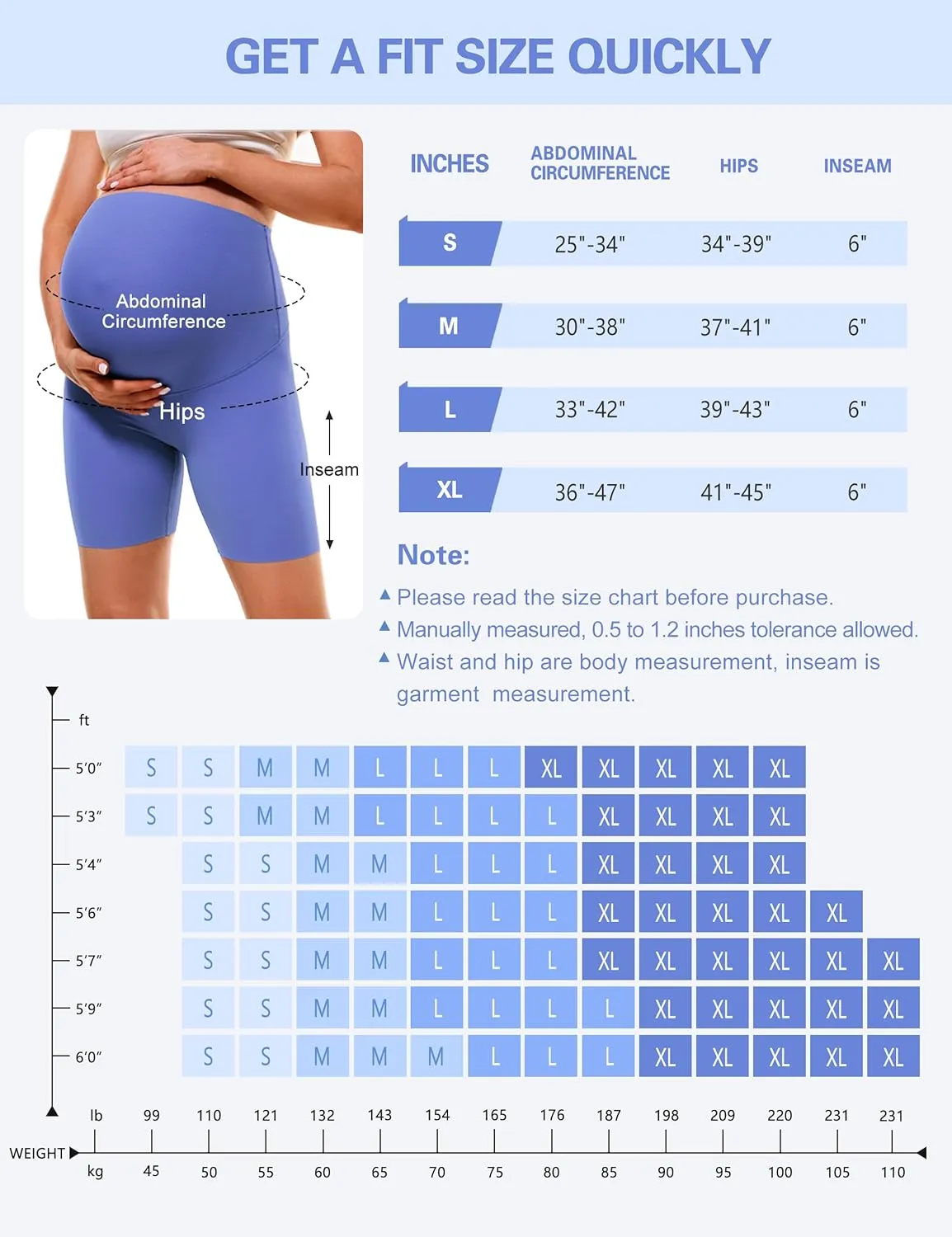 BONVIGOR Clouduxi Maternity Shorts Over The Belly 6"-Pregnancy Biker Shorts Workout Yoga Active Athletic Shorts Pants