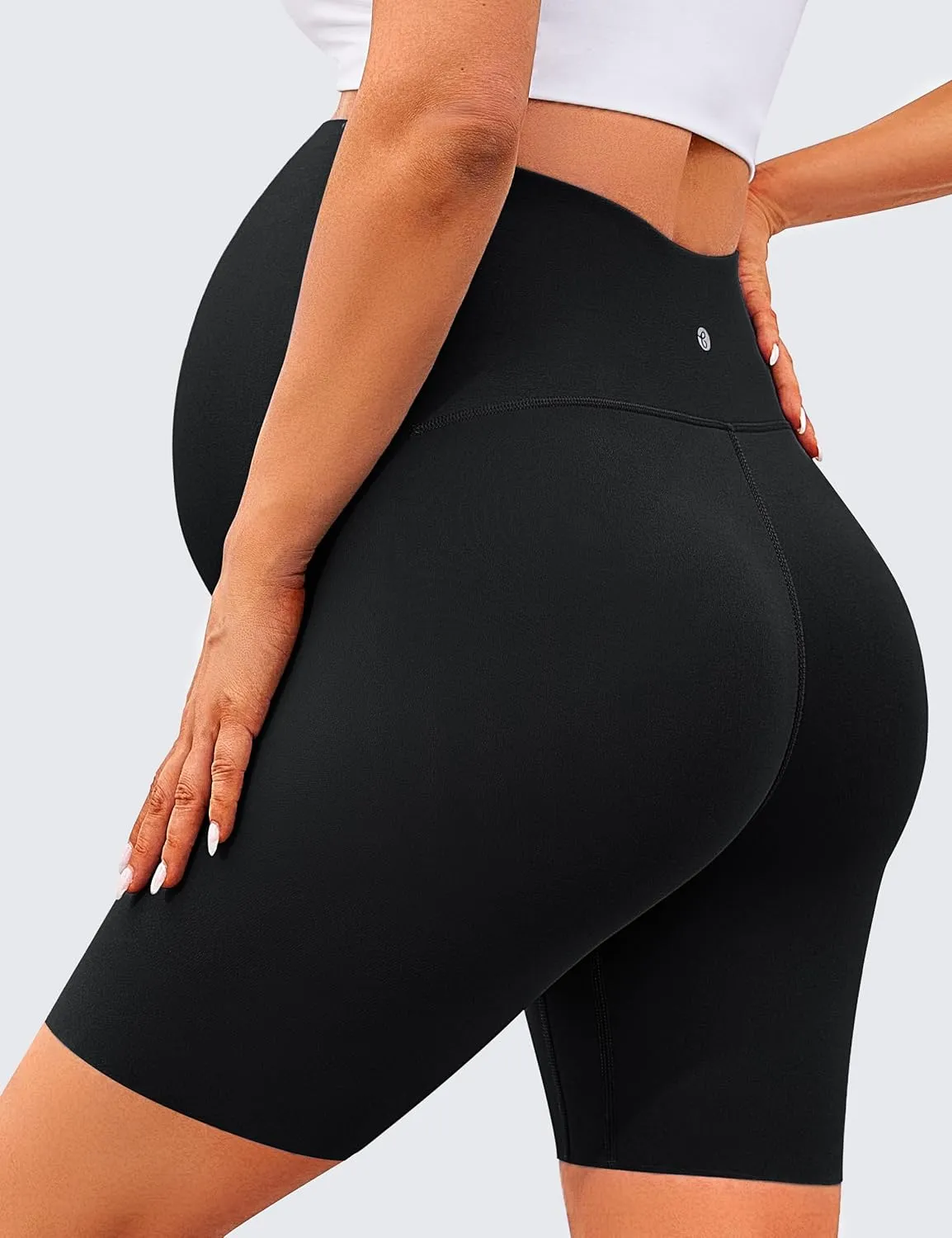 BONVIGOR Clouduxi Maternity Shorts Over The Belly 6"-Pregnancy Biker Shorts Workout Yoga Active Athletic Shorts Pants