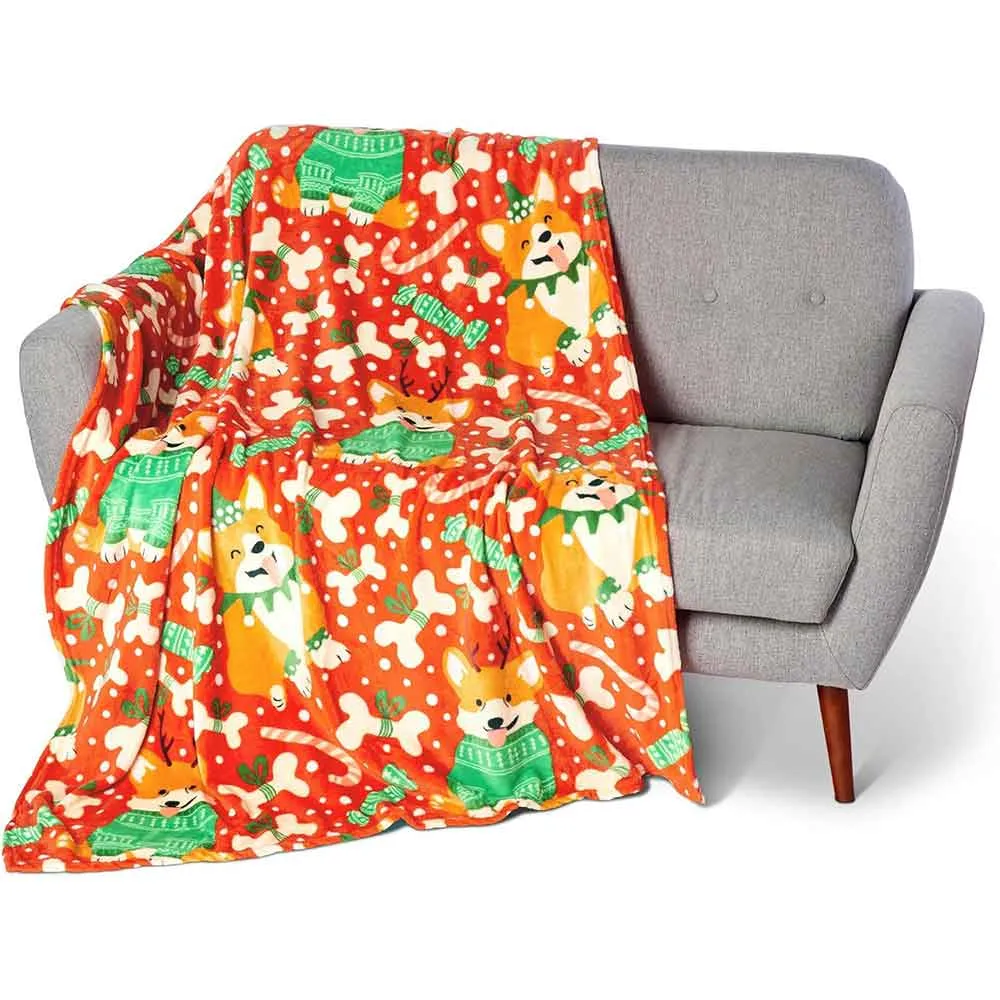 Christmas Corgies Silk Touch Throw Blanket