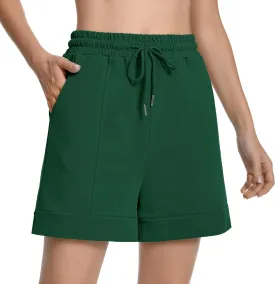 Cotton High Waisted Sweat Drawstring Casual Shorts with Pockets Summer Shorts Women
