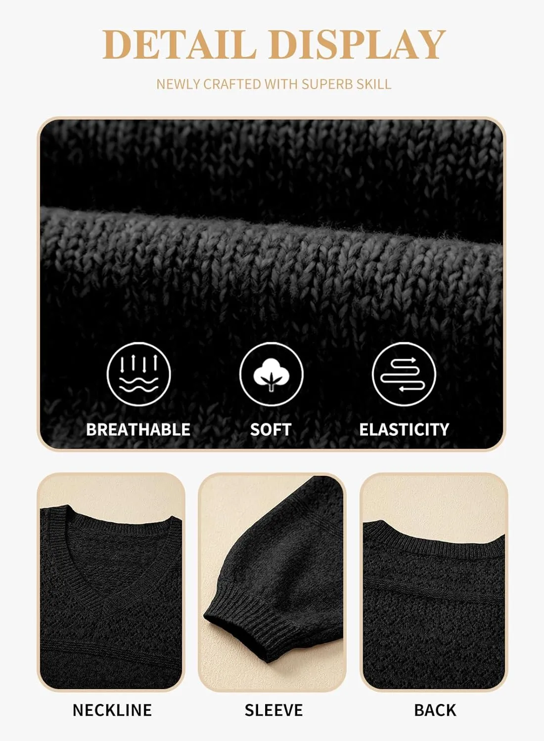 Eytino Womens Plus Size Sweater Casual Long Sleeve V Neck Crochet Knit Lightweight Pullover Sweater Tops(1X-5X)