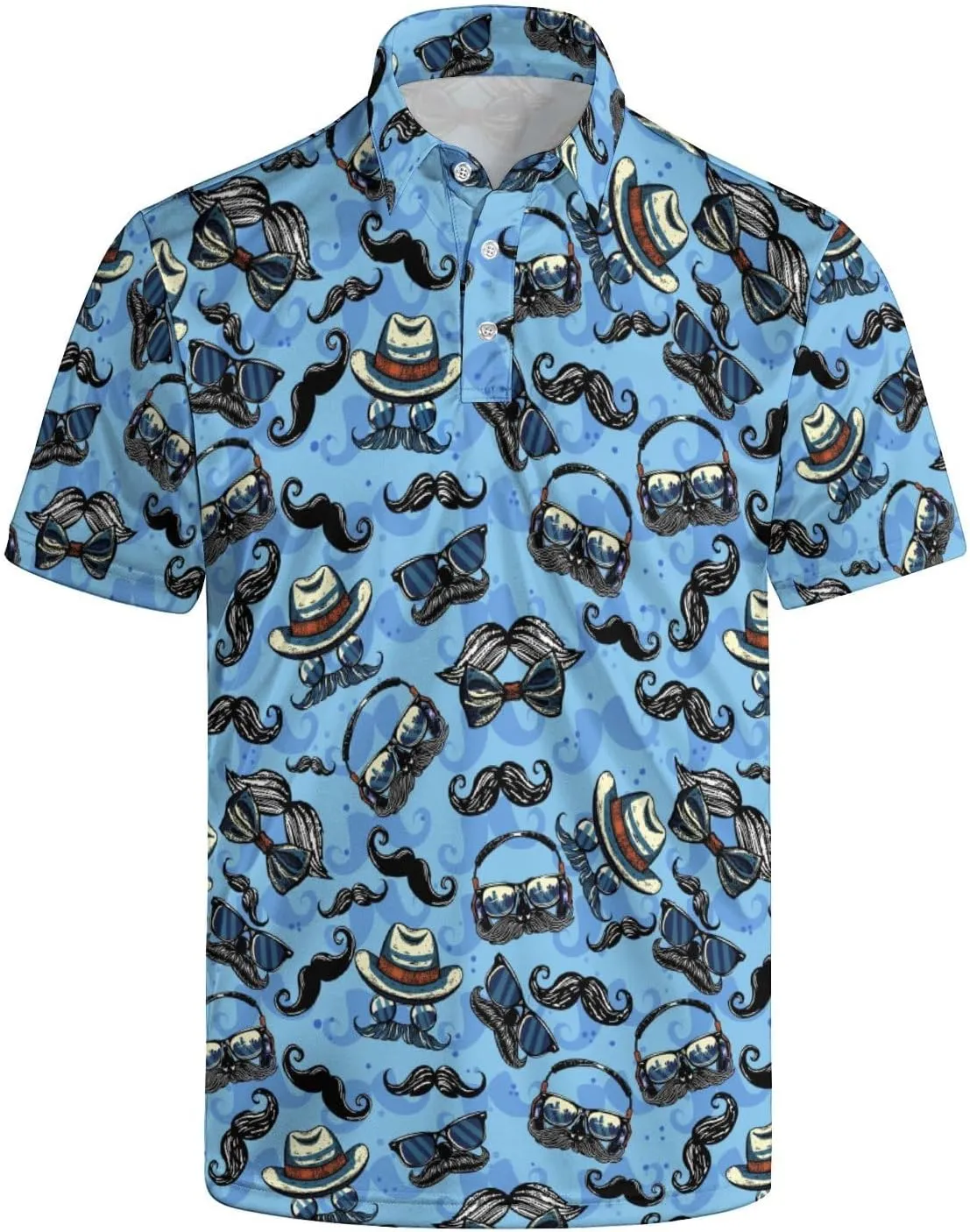 Golf Polo Shirts for Men Funny Print Quick Dry Short Sleeve Performance Golf Shirts Moisture Wicking Polo Shirts