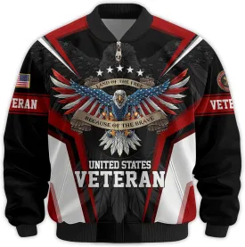 Land Of The Free Vets Jacket Bomber Veterans Jackets, Durable Military Windbreaker Jacket, Patriotic Jackets for Men