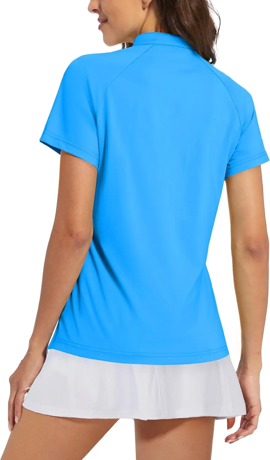 MAGCOMSEN Women's Golf Polo Shirts UPF 50  V Neck Collarless Short Sleeve Shirts Quick Dry Tennis T-Shirts