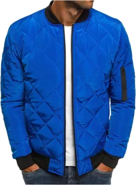 Mens Bomber Jackets Lightweight Jacket Coat Loose Fit Outwear Casual Sportswear Diamond Quilted Jackets