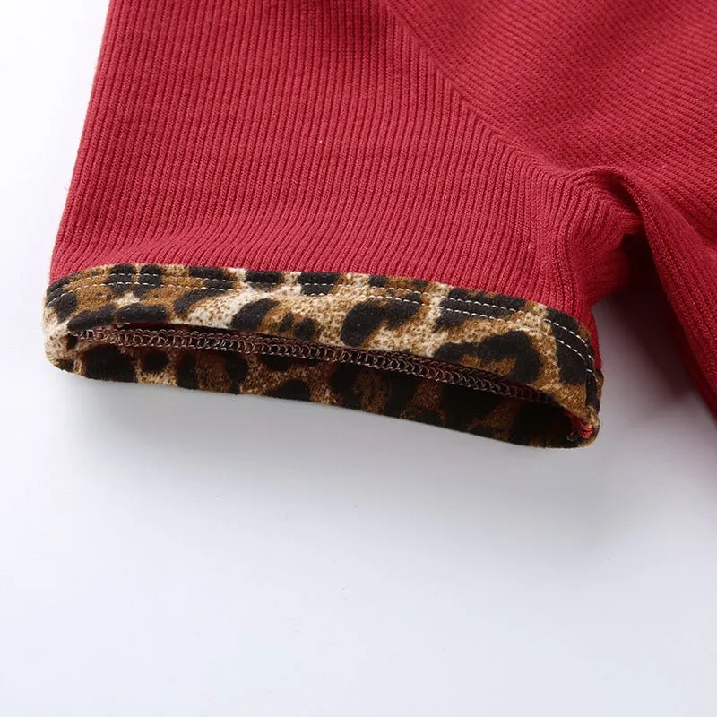 Patchwork Leopard Cute Crop Top O-Neck Short Sleeve Tees