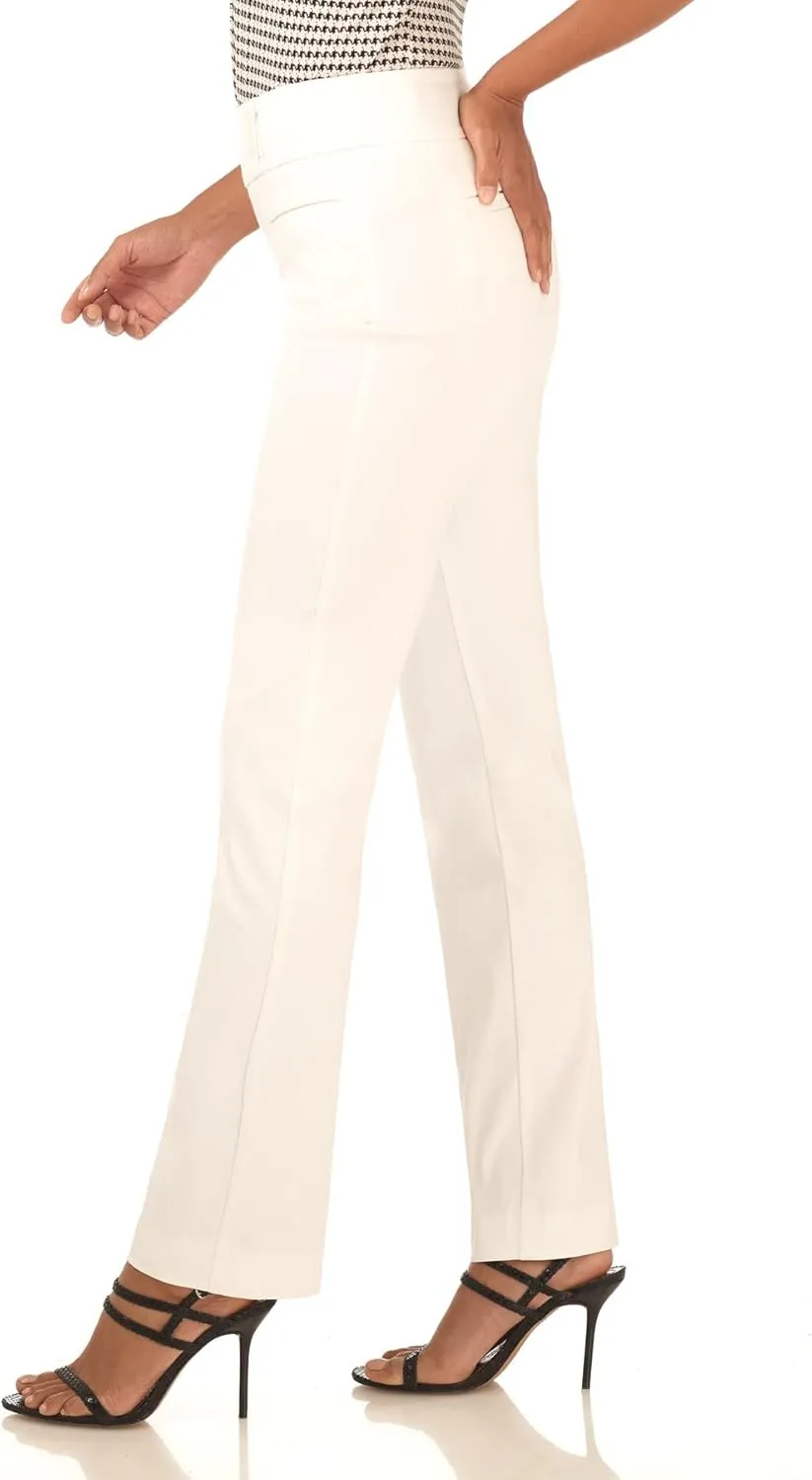 Rekucci Women's Ease Into Comfort Pull-On Straight Pant with Pockets