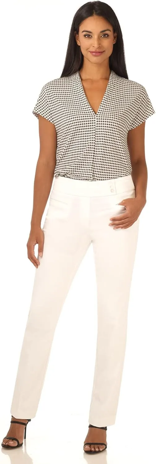 Rekucci Women's Ease Into Comfort Pull-On Straight Pant with Pockets