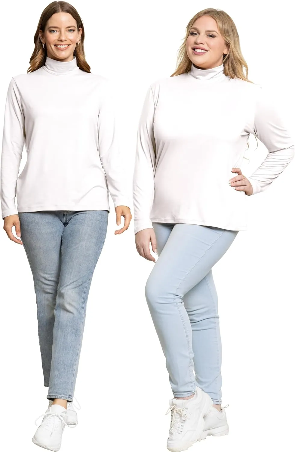STRETCH IS COMFORT Women's and Plus Oh So Soft Long Sleeve Mock Turtleneck Top Regular and Relaxed Fit Everyday Wear XS-5XL