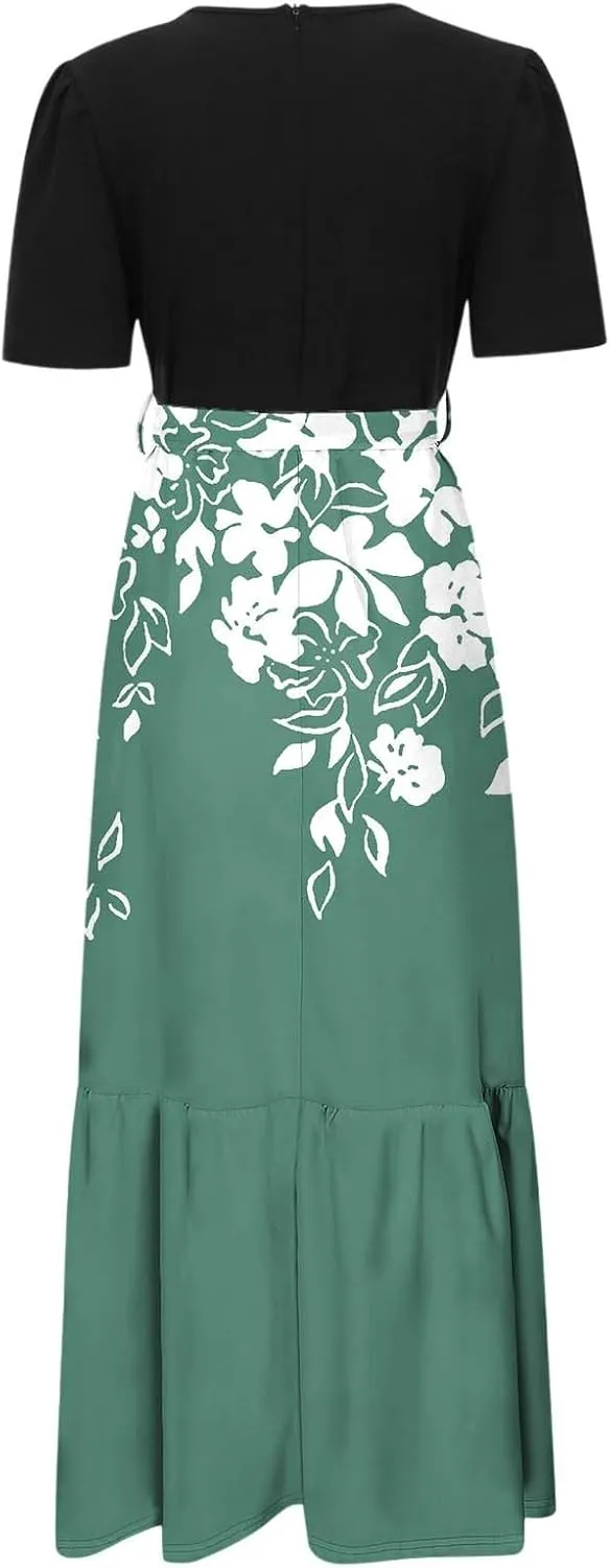 Women Dresses Floral Print High Waist Elegant Cocktail Dress with Chic Design for Summer Parties and Events
