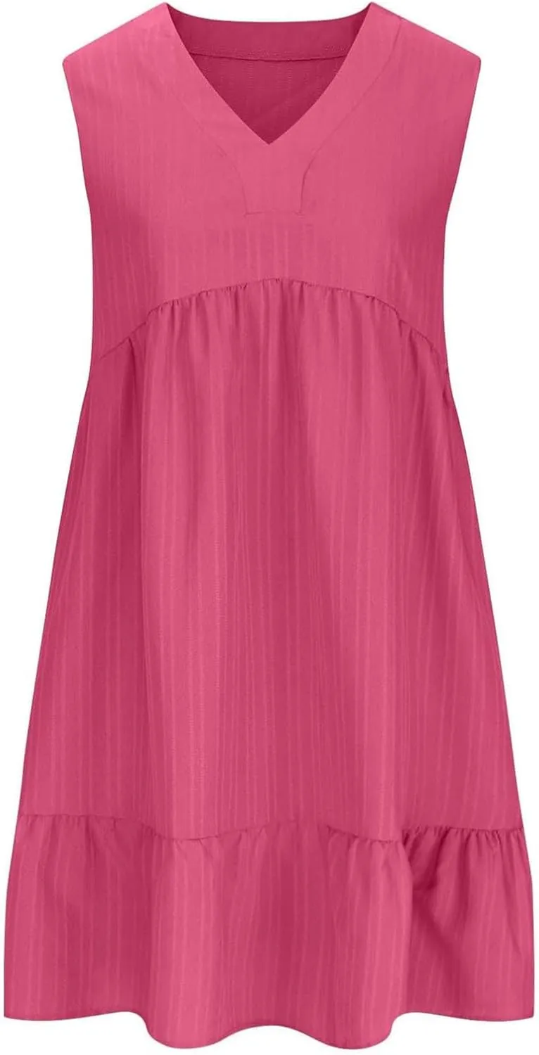 Women's Casual Dress Summer Tank Dress Sleeveless Summer Dresses for Women 2025 Elegant Classy Plus Size Dresses