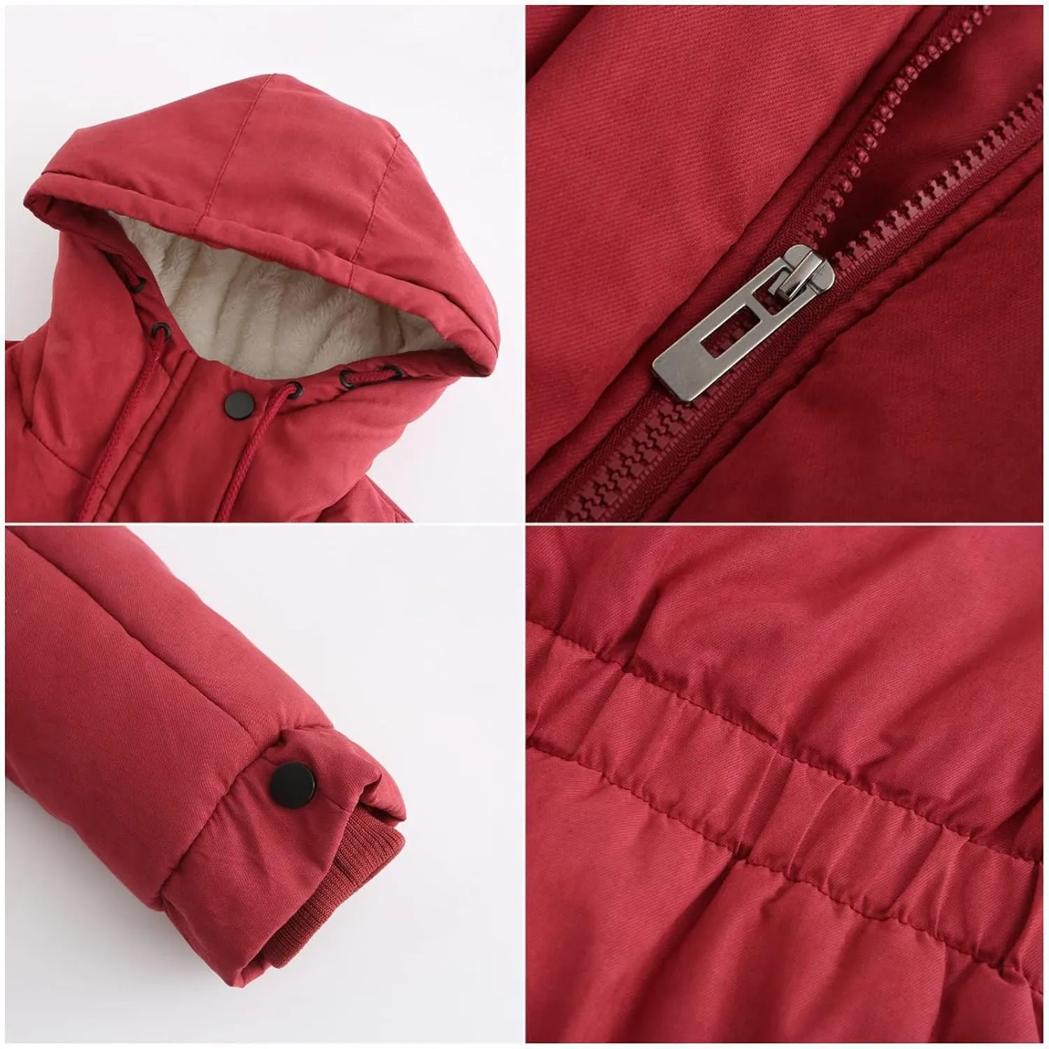 Womens Casual Solid Zipper Overcoat Long Sleeve Drawstring Outwear Warm Loose Soft Jacket Coat Home Outdoor Clothes