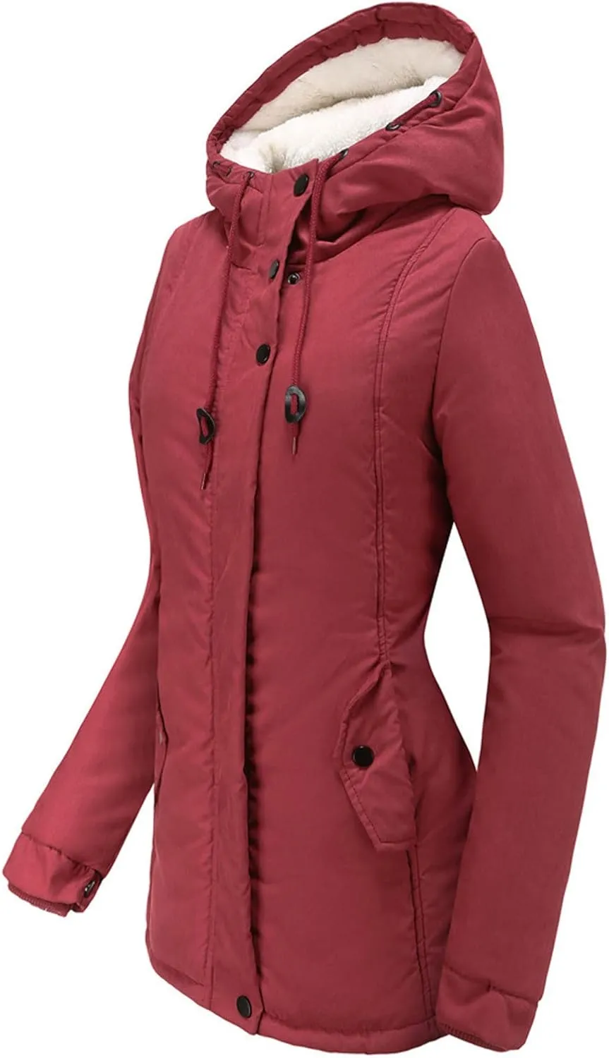 Womens Casual Solid Zipper Overcoat Long Sleeve Drawstring Outwear Warm Loose Soft Jacket Coat Home Outdoor Clothes
