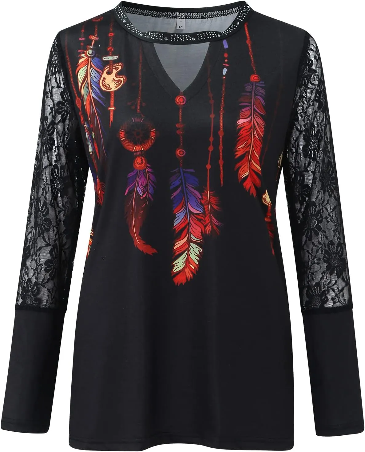 Womens Tunic Tops Sexy Criss-Cross Long Sleeve Blouse Lace Cut Out Cold Shoulder Tops Dressy Basic Shirts