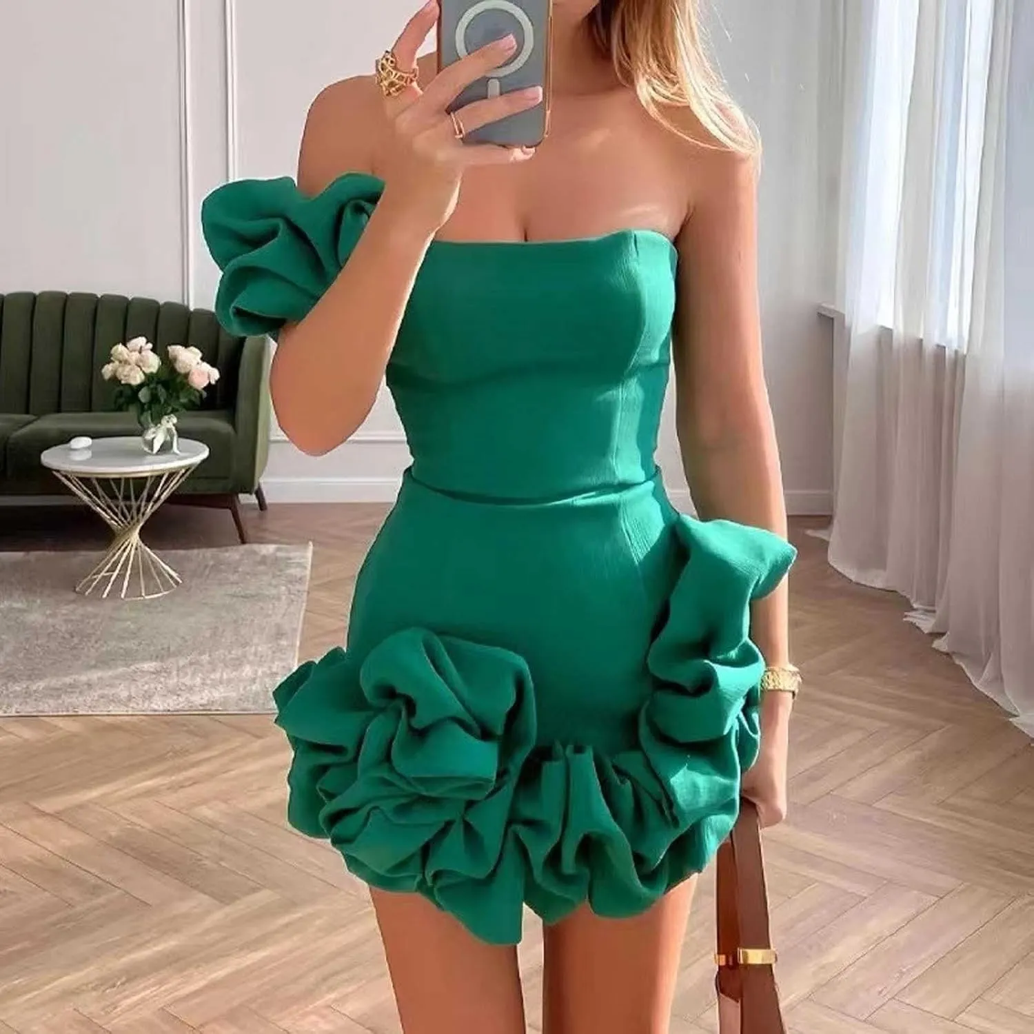 Womens Wedding Guest Dress,2025 Summer Strapless Tube Dress Boho Off Shoulder Mini Dresses Floral Bodycon Sundress