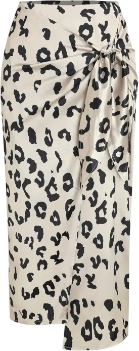 ZAFUL Women's Boho Skirt Asymmetrical Skirts Tied Floral Paisley Printed High Waist Ruched Skirts for Women