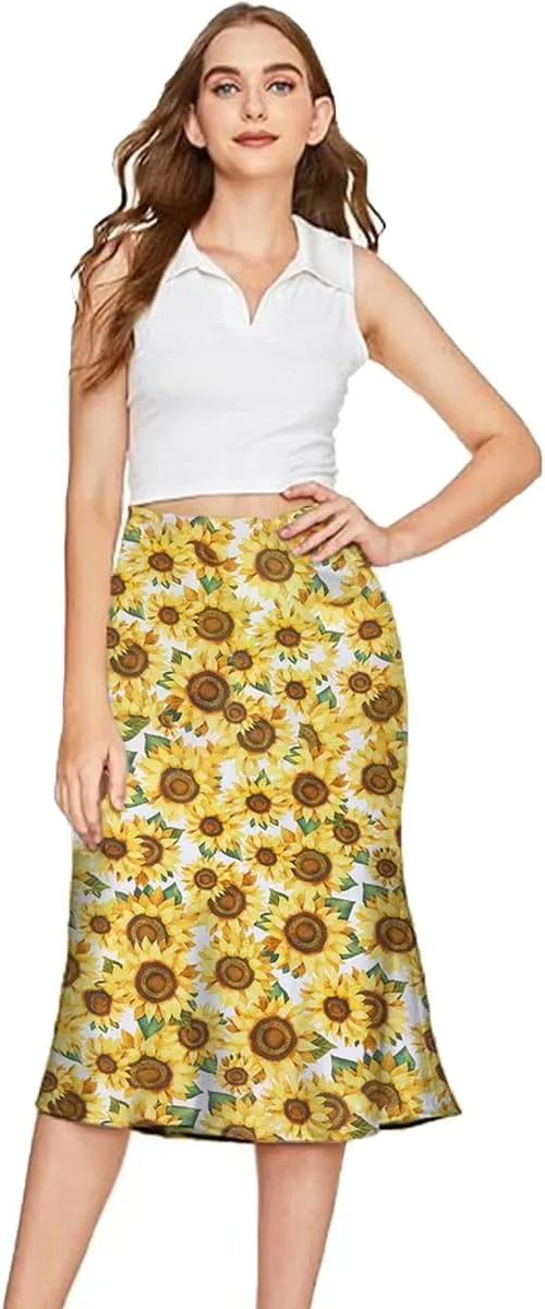 ZWSYXL Ladies Leopard Print Skirt High Waist Elastic Silk Satin Midi Skirt Spring Casual Mid-Length Cheetah A Link Skirts